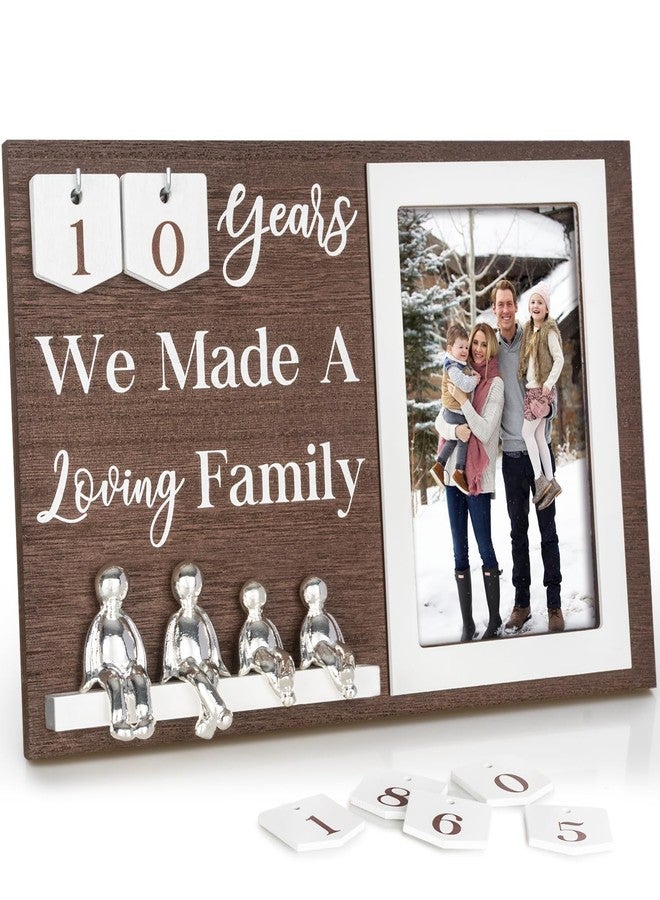 BESZONE Wedding Anniversary Idea for Wife Gifts for All Anniversaries, 10 Year Tin Gift for Couples Him Her Husband, Aluminum Sculptures Family Tree Picture Frame Keepsake Decor Sculptures DIY Personalized - Image 1